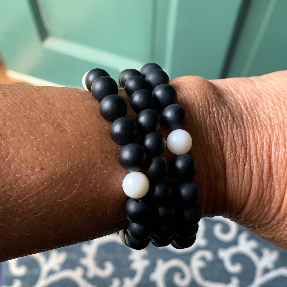 Black and white onyx bead bracelets